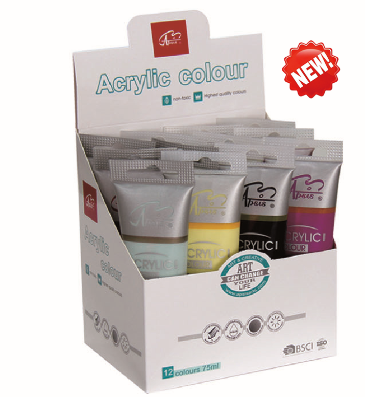 12colors*75ml acrylic color in tube with