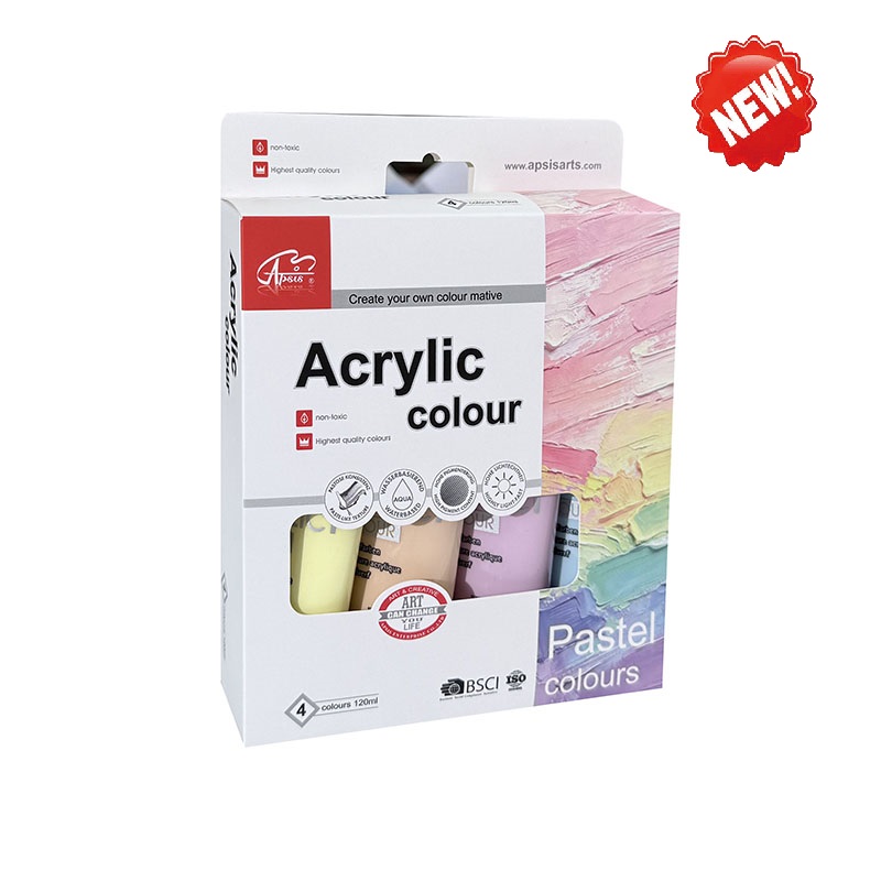 4colors*120ml acrylic color in tube with