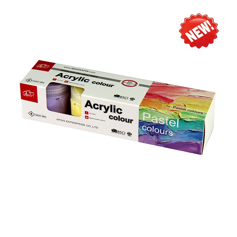 4colors*100ml acrylic color in bottle wi