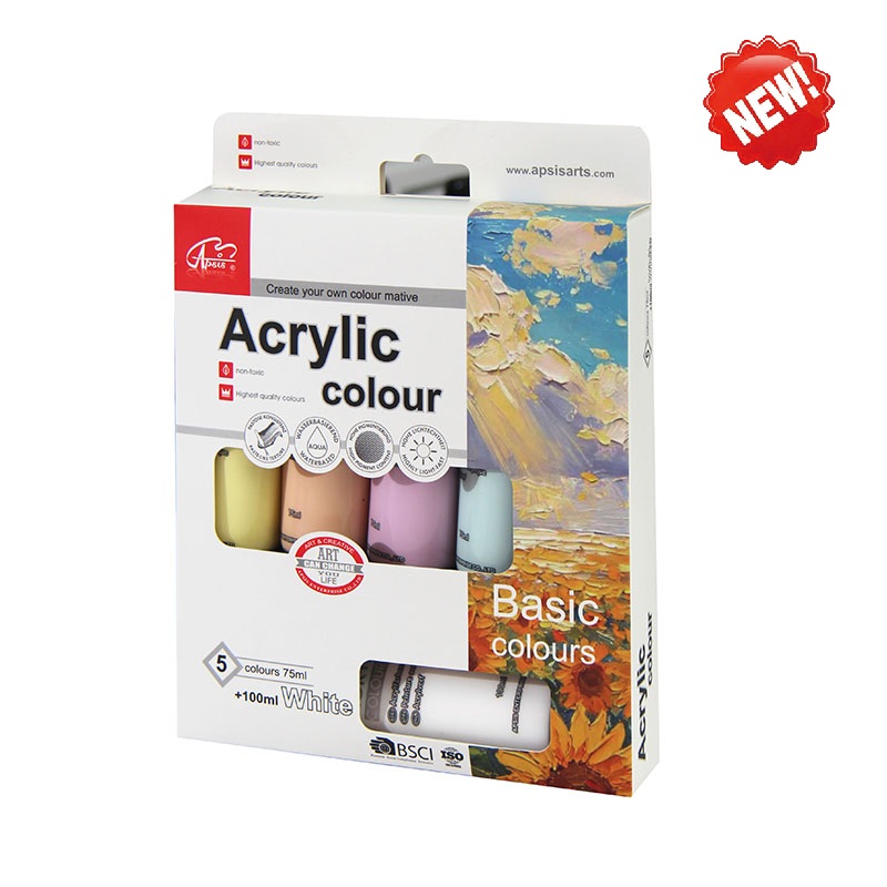 5colors*75ml+100ml titanium white acryli