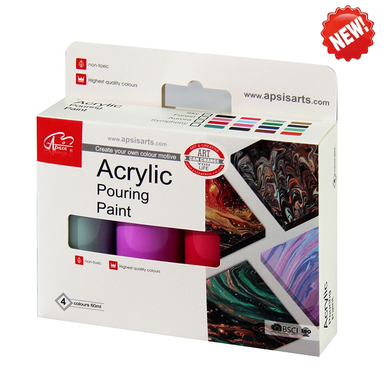4colors*60ml acrylic pouring paint in bottle with color box